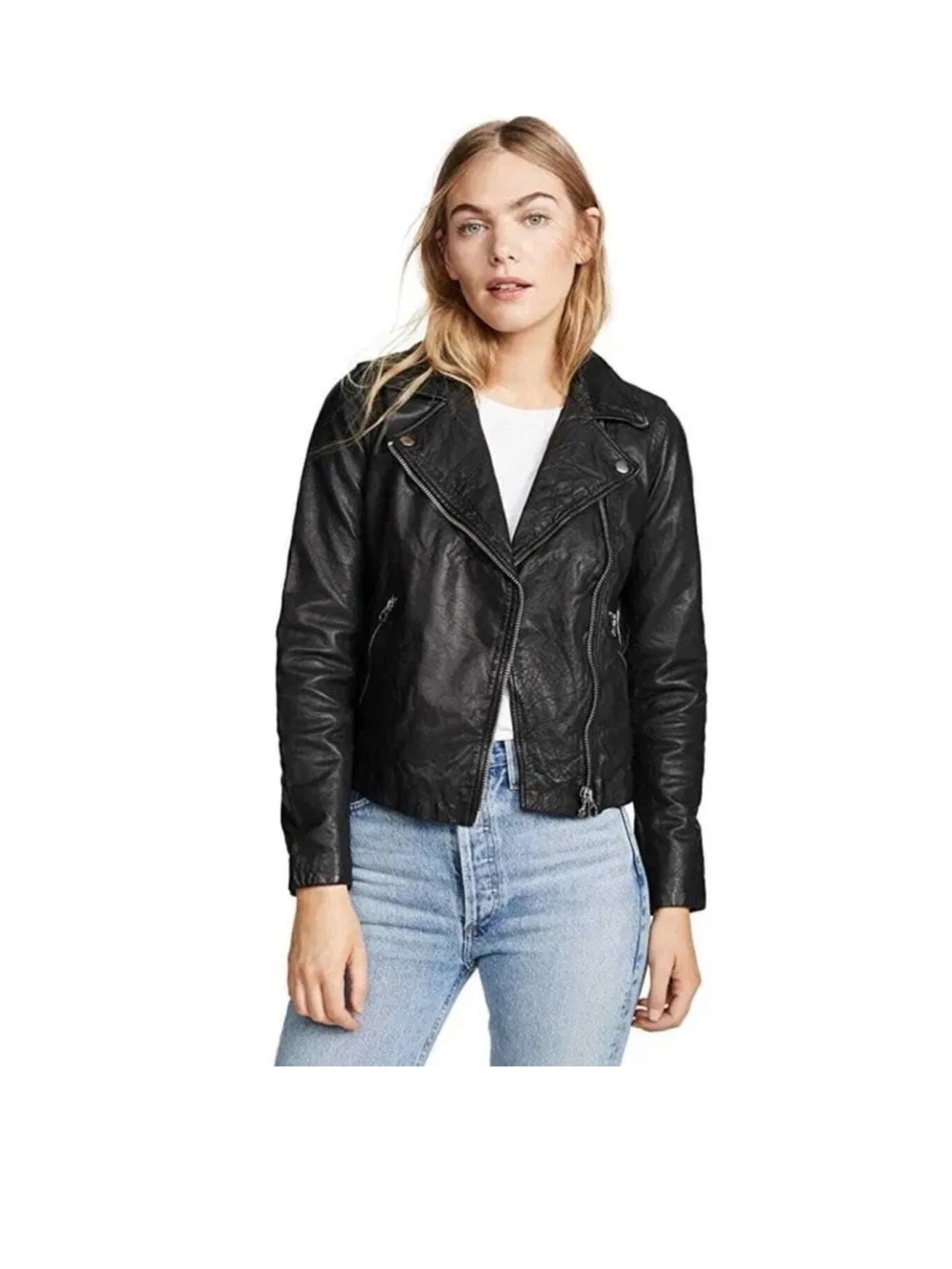 Madewell Black Leather Moto Jacket - Women's Classic Biker Style